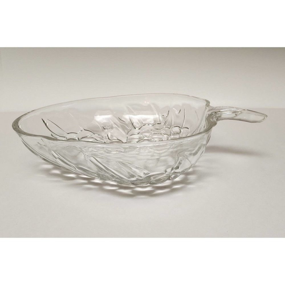 Vintage INDIANA GLASS 10" x 13" Clear Grape & Fruit Shape Bowl Bubble Design USA